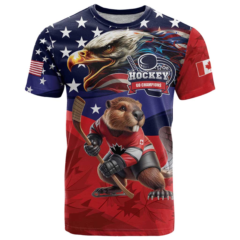 USA Canada Ice Hockey Custom T Shirt Go Champion 4 Nations