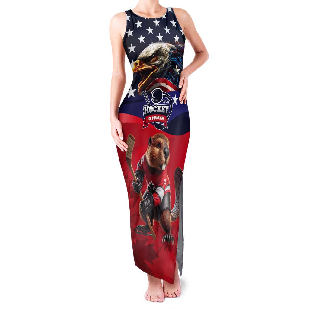 USA Canada Ice Hockey Custom Tank Maxi Dress Go Champion 4 Nations