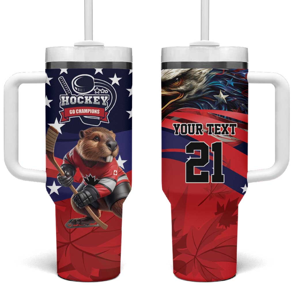 USA Canada Ice Hockey Custom Tumbler With Handle Go Champion Confrontation des 4 nations