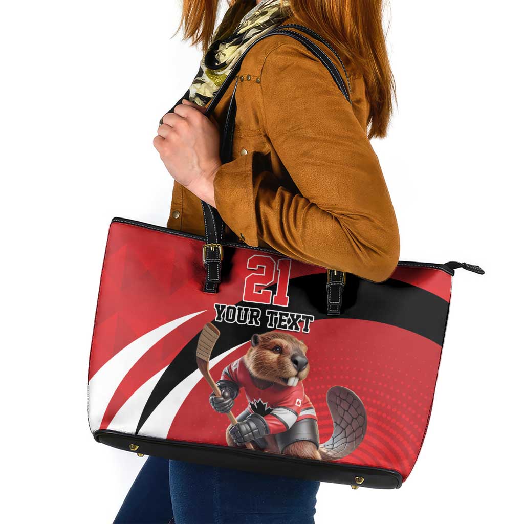 Canada Hockey Custom Leather Tote Bag Go Champion 4 Nations