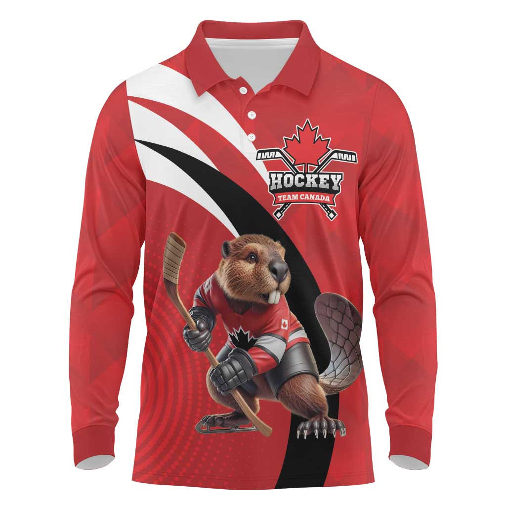 Canada Hockey Custom Long Sleeve Polo Shirt Go Champion 4 Nations