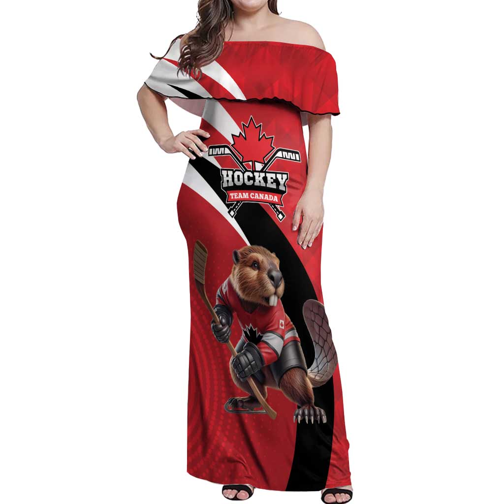 Canada Hockey Custom Off Shoulder Maxi Dress Go Champion 4 Nations