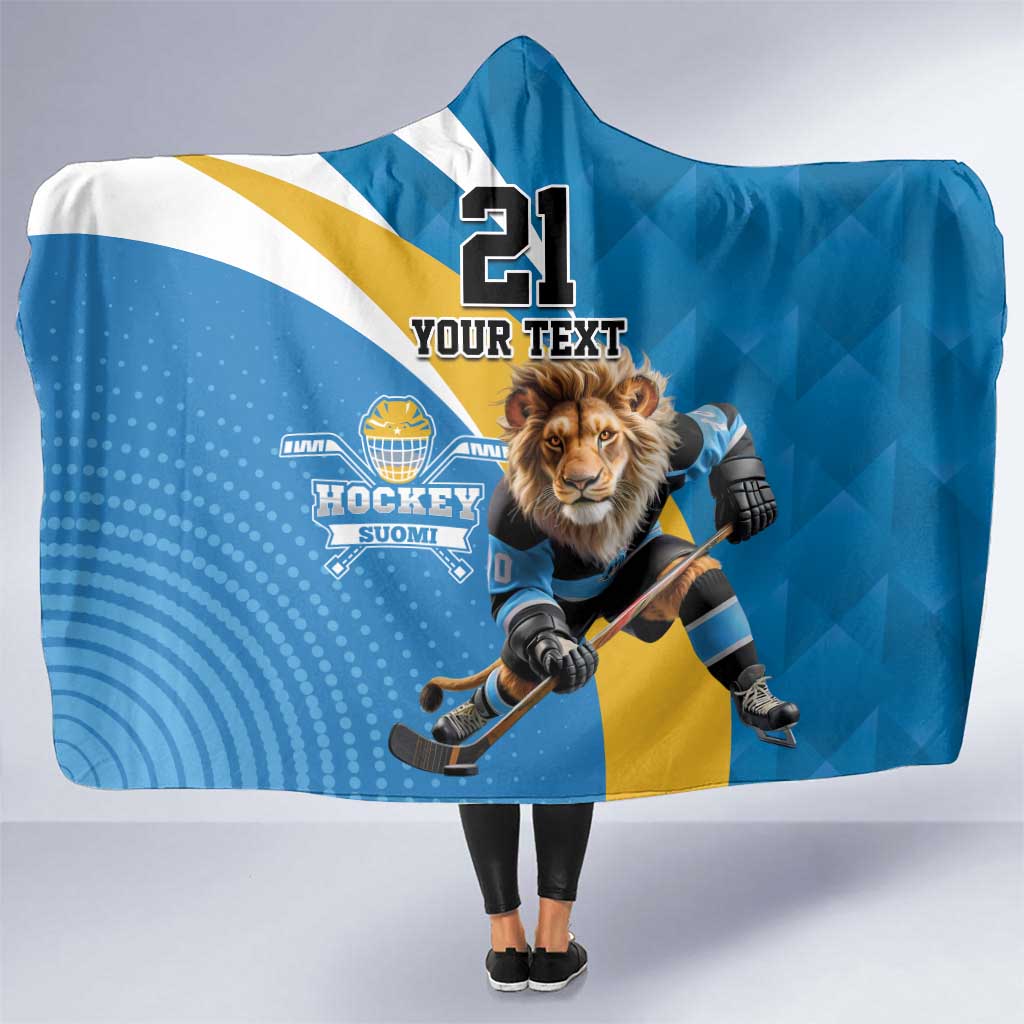 Finland Leijonat Hockey Custom Hooded Blanket Suomen Jaakiekkoliitto 4 Nations