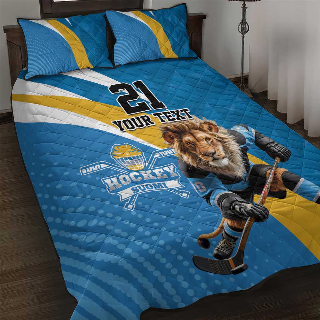 Finland Leijonat Hockey Custom Quilt Bed Set Suomen Jaakiekkoliitto 4 Nations