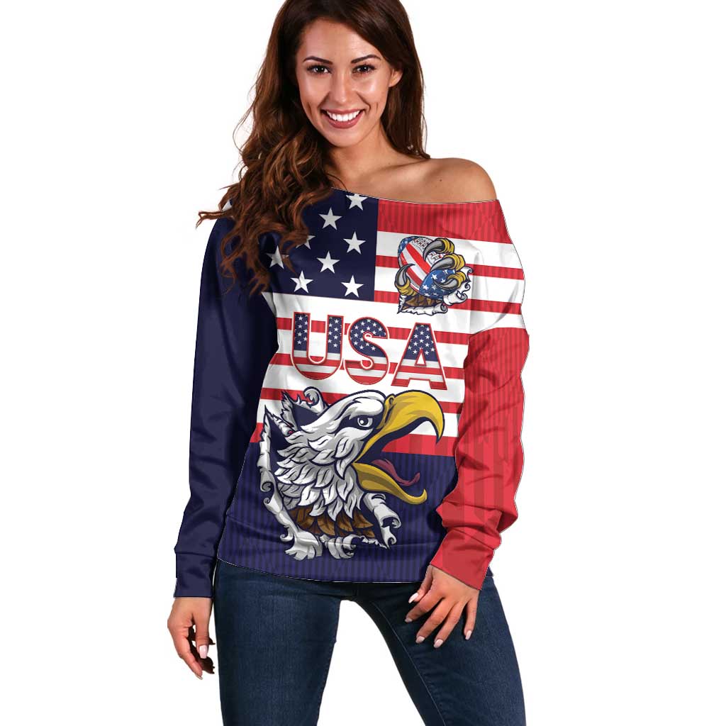 United States Football Custom Off Shoulder Sweater Team USA One For All