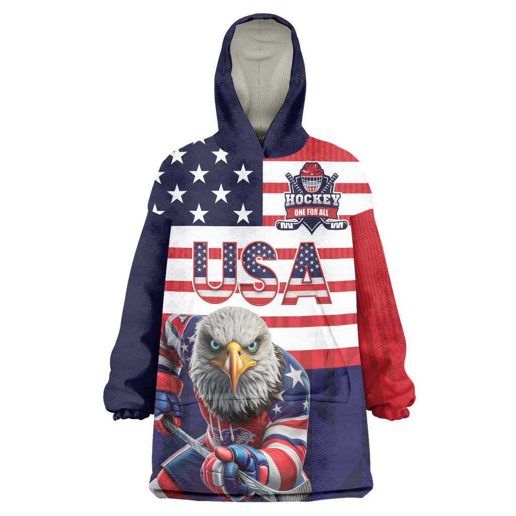 United States Ice Hockey Custom Wearable Blanket Hoodie Team USA One For All