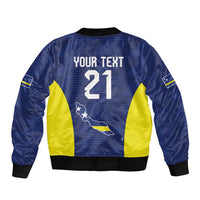 Personalized Curacao Sailboat Sleeve Zip Bomber Jacket Tropical Beach Sunset