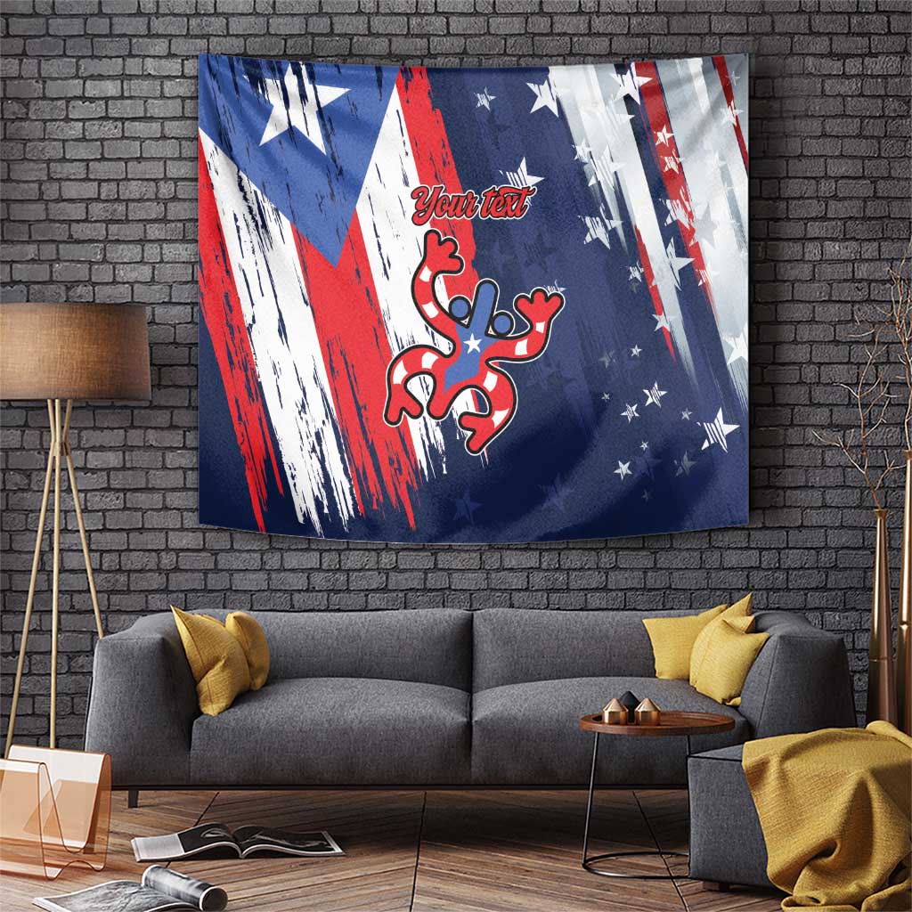 Personalized Puerto Rico American Tapestry Boricua Taino Frog