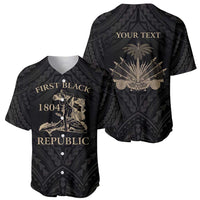 Personalized Haiti First Black Republic Baseball Jersey Negre Marron With Map And Flag