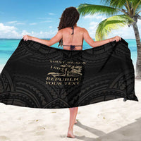 Black personalized sarong with gold Haiti map and flag print, wrap style