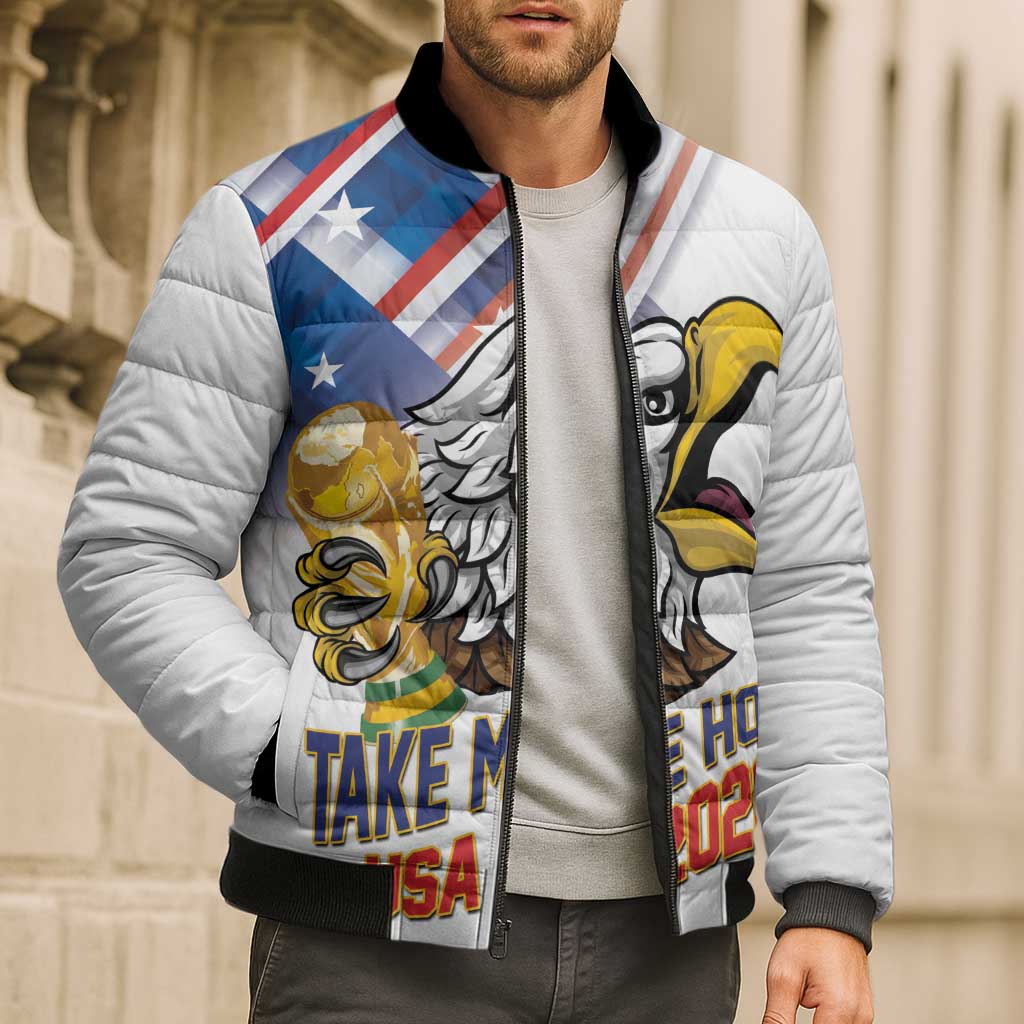 United States 2026 Personalized Bomber Puffer Jacket Take Me Home Soccer White