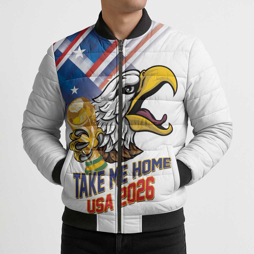 United States 2026 Personalized Bomber Puffer Jacket Take Me Home Soccer White