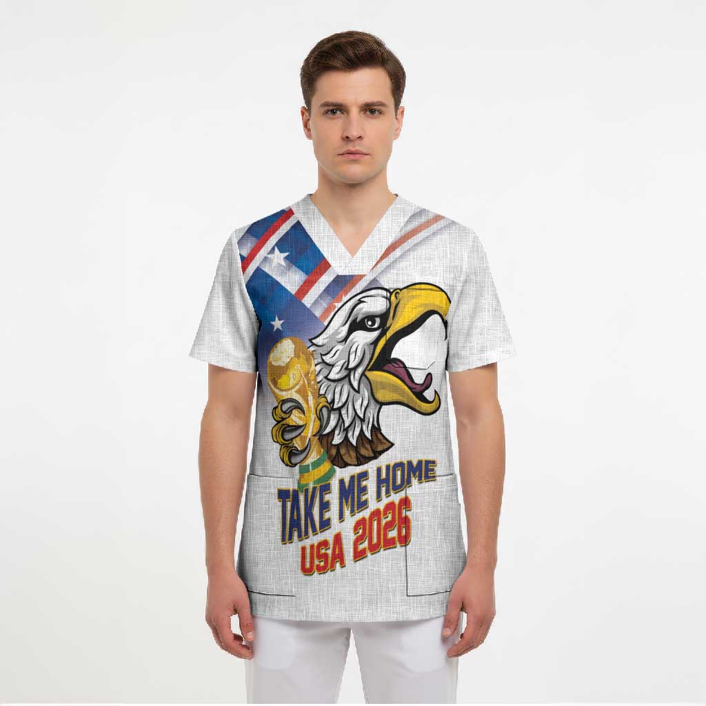 United States 2026 Personalized Scrub Top Take Me Home Soccer White