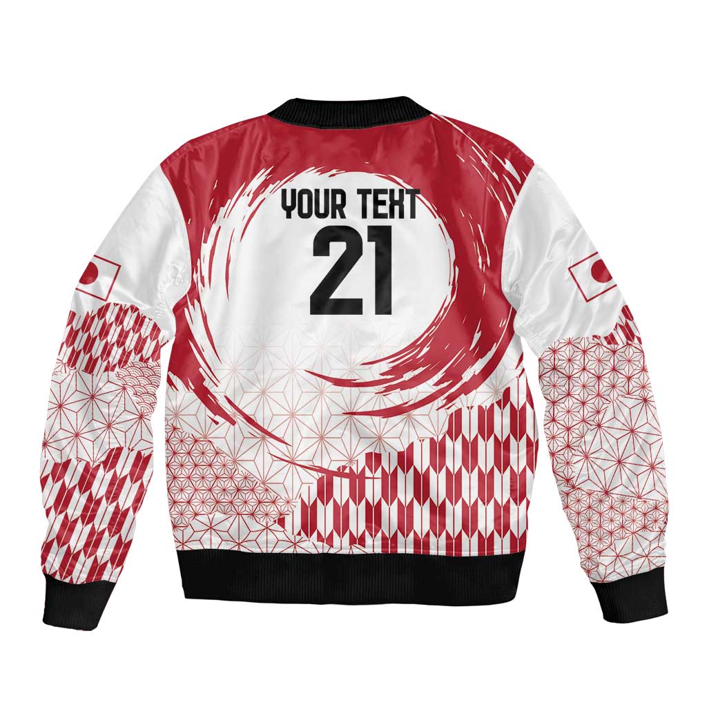 Unisex bomber jacket with red-and-white Rising Sun graphic and 'YOUR TEXT 21' back