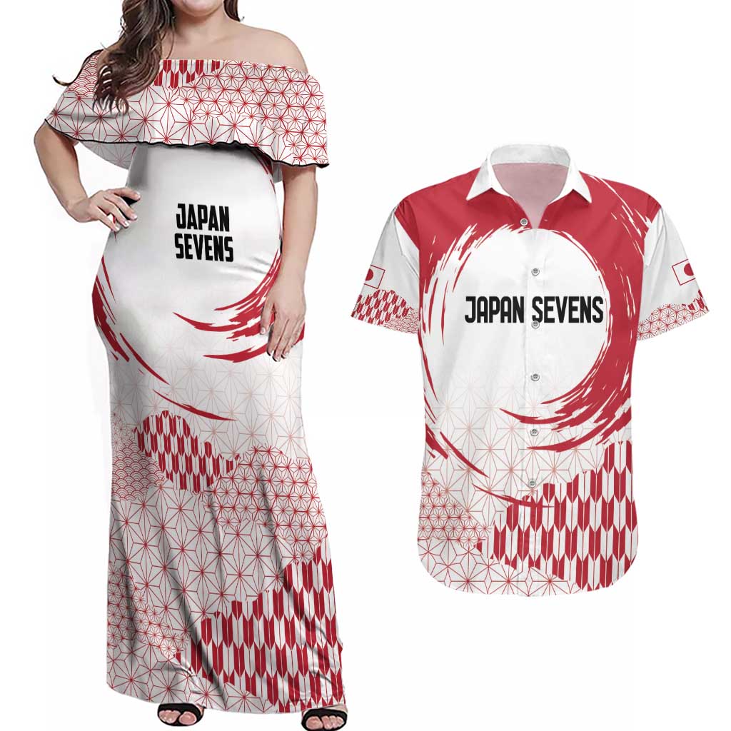 Custom Japan Sevens Couples Matching Off Shoulder Maxi Dress and Hawaiian Shirt Japanese Rising Sun with Hemp Leaf Pattern LT9 - Wonder Print Shop