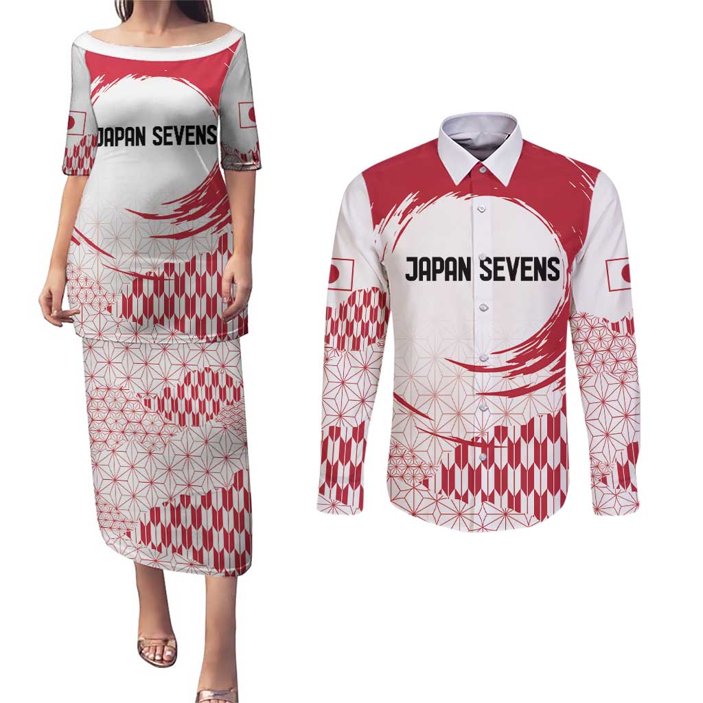 Custom Japan Sevens Couples Matching Puletasi and Long Sleeve Button Shirt Japanese Rising Sun with Hemp Leaf Pattern LT9 - Wonder Print Shop