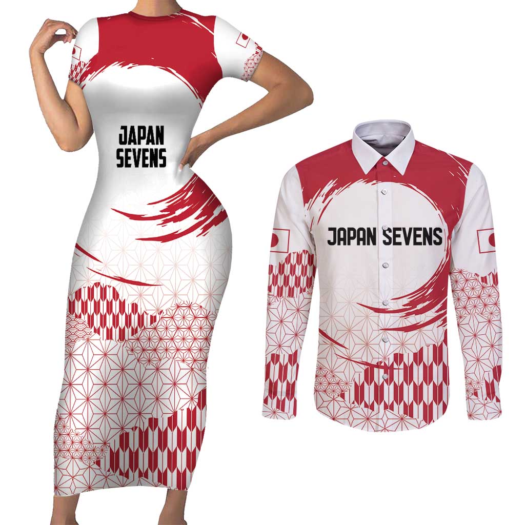 Custom Japan Sevens Couples Matching Short Sleeve Bodycon Dress and Long Sleeve Button Shirt Japanese Rising Sun with Hemp Leaf Pattern LT9 - Wonder Print Shop