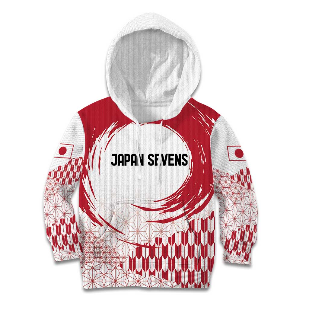 Custom Japan Sevens Kid Hoodie Japanese Rising Sun with Hemp Leaf Pattern - Wonder Print Shop