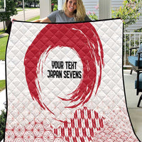 White quilt with red rising sun and geometric pattern; 'YOUR TENT JAPAN SEVENS' center print.