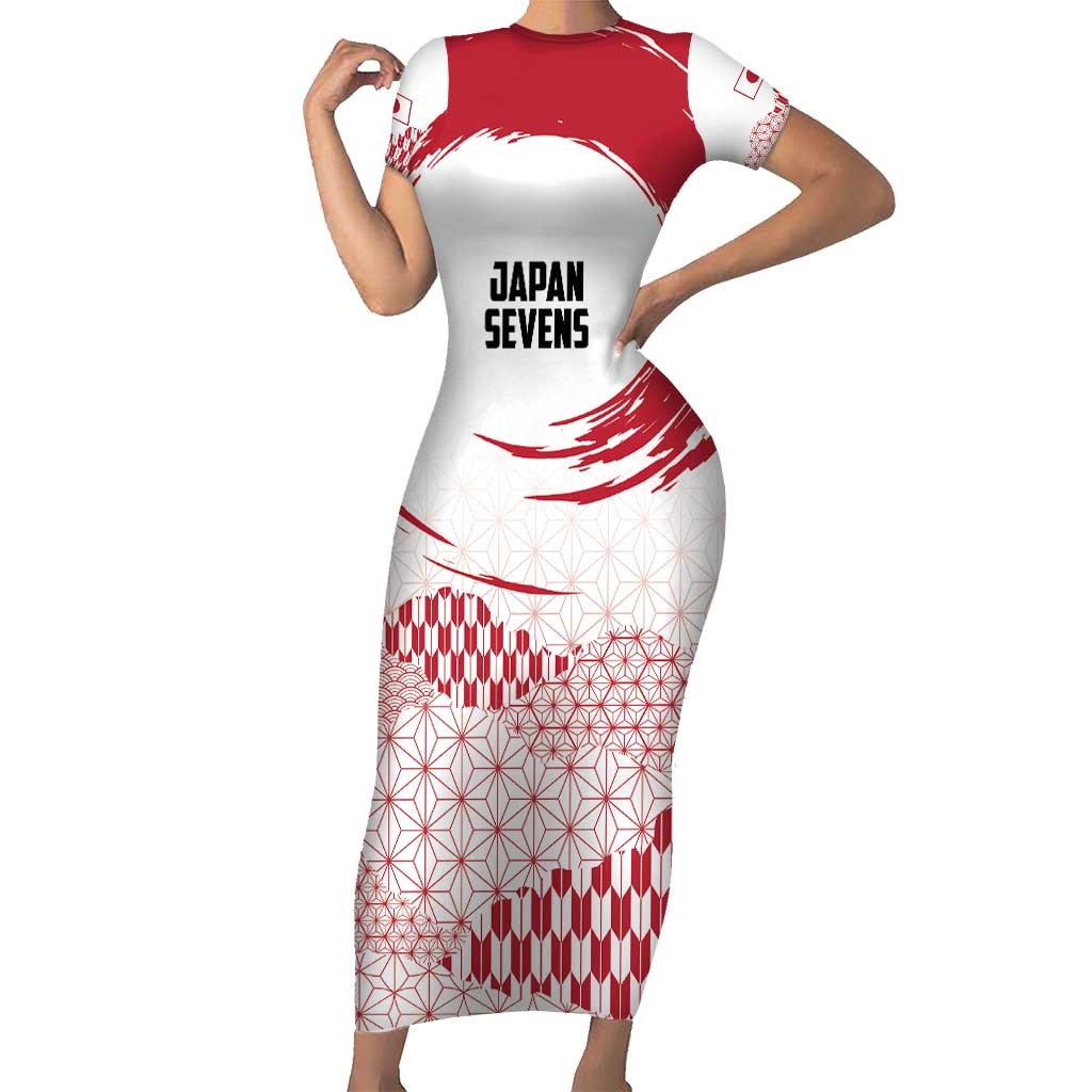 Custom Japan Sevens Short Sleeve Bodycon Dress Japanese Rising Sun with Hemp Leaf Pattern - Wonder Print Shop