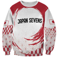 Unisex crewneck sweatshirt, red and white graphic with Japan Sevens logo