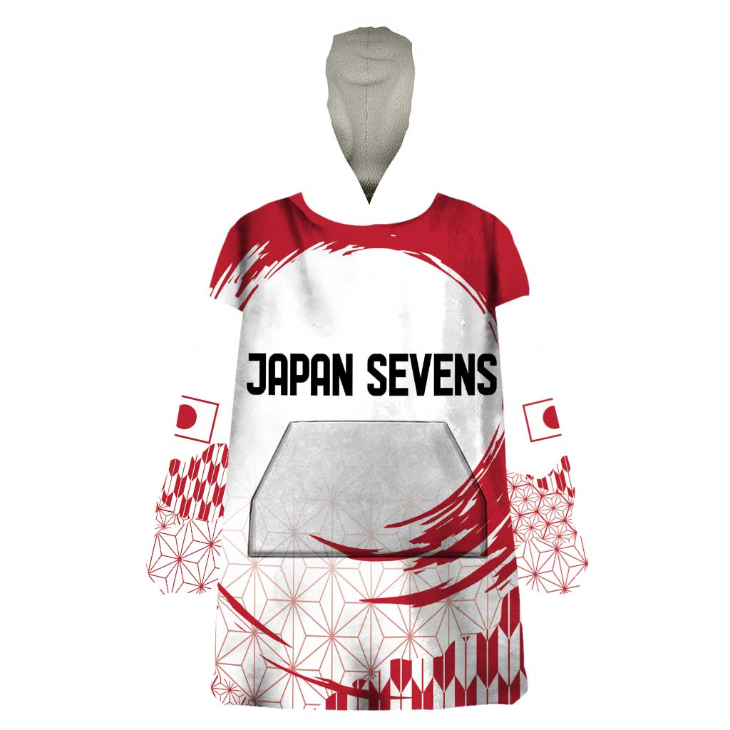 Custom Japan Sevens Wearable Blanket Hoodie Japanese Rising Sun with Hemp Leaf Pattern - Wonder Print Shop