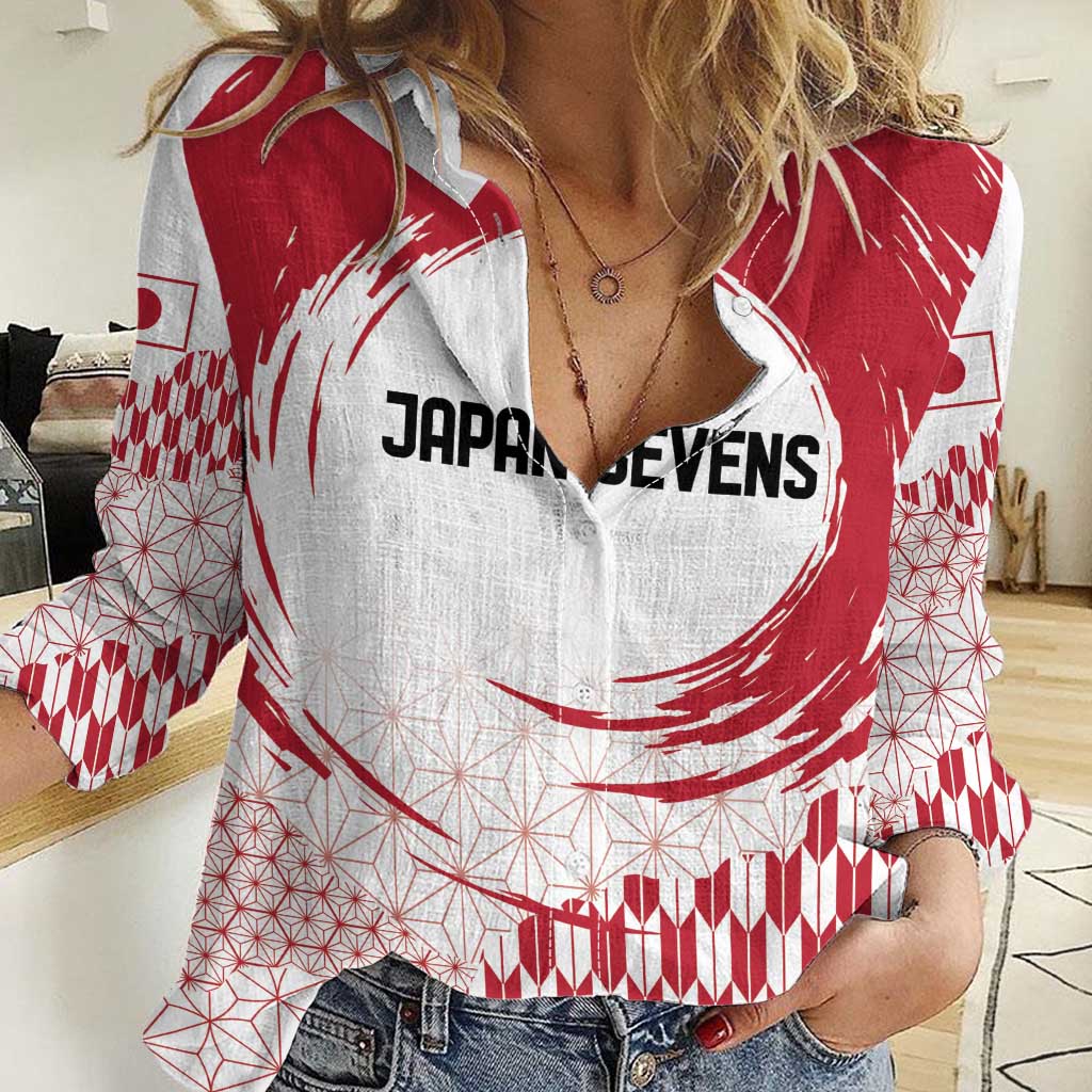 Custom Japan Sevens Women Casual Shirt Japanese Rising Sun with Hemp Leaf Pattern - Wonder Print Shop