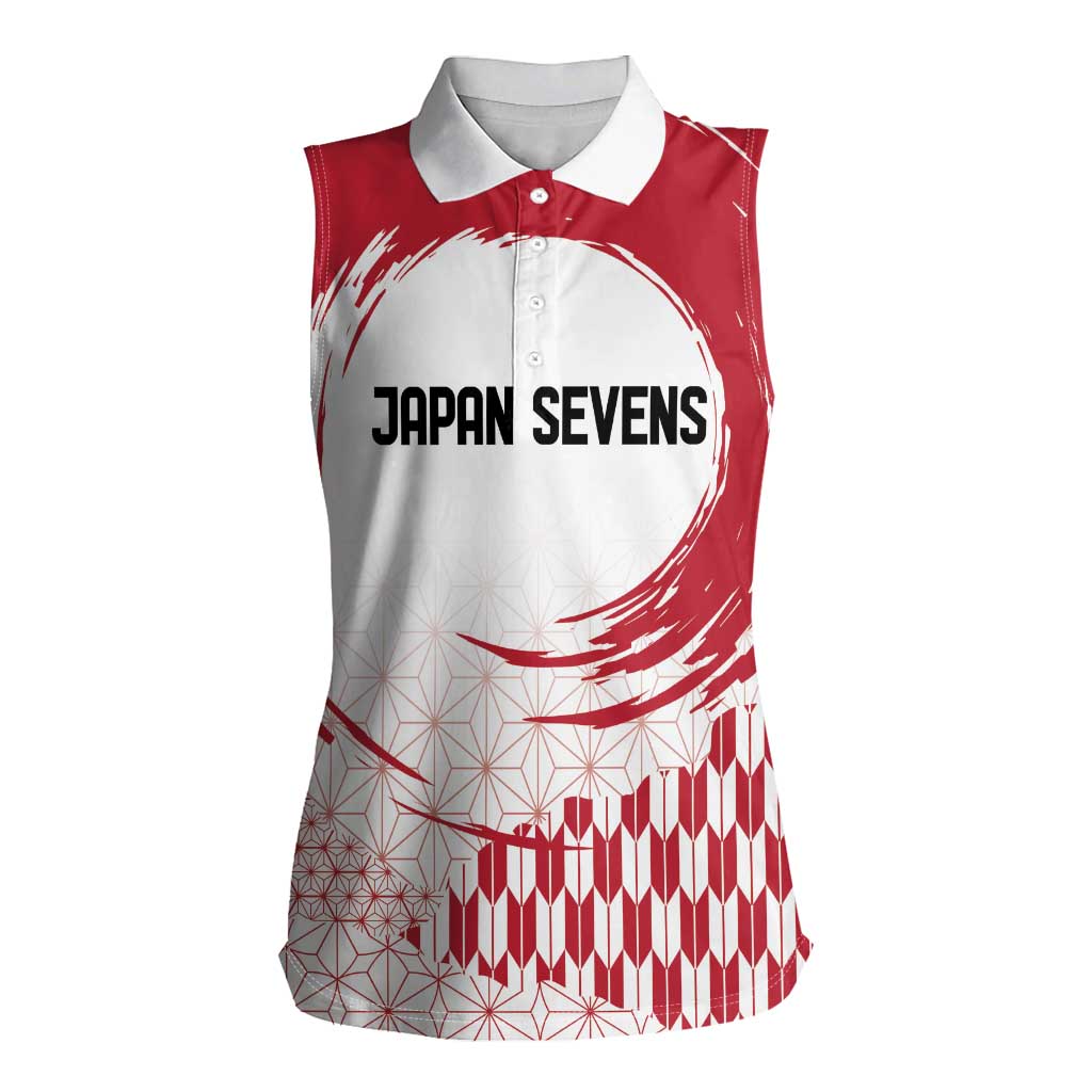 Custom Japan Sevens Women Sleeveless Polo Shirt Japanese Rising Sun with Hemp Leaf Pattern - Wonder Print Shop