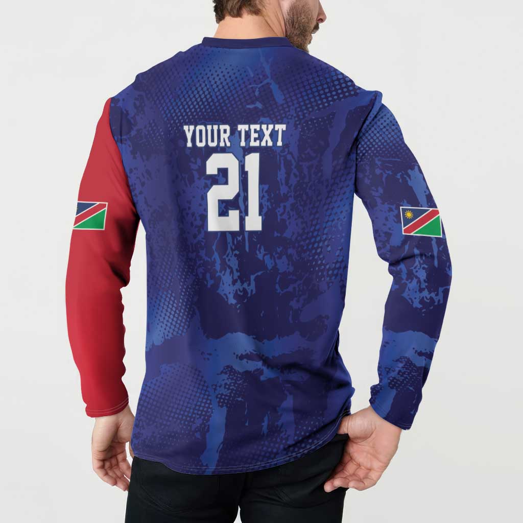 Namibia Cricket Custom Button Sweatshirt Coat of arms Namibian Pattern - Wonder Print Shop