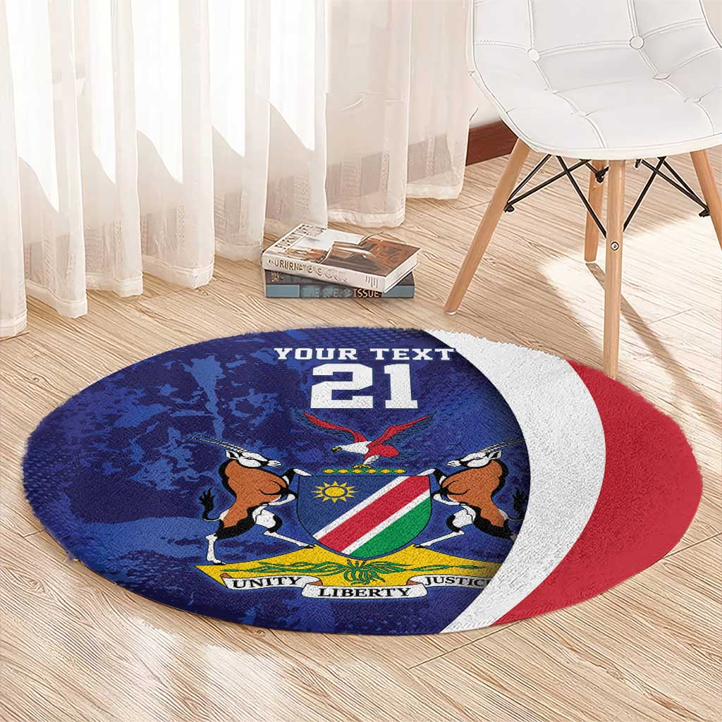Namibia Cricket Custom Round Carpet Coat of arms Namibian Pattern - Wonder Print Shop