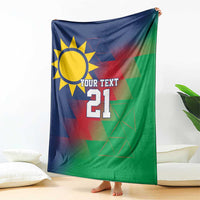 Namibia Cricket Custom Blanket Namibian Gold Sun Flag Motif - Wonder Print Shop