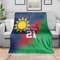 Namibia Cricket Custom Blanket Namibian Gold Sun Flag Motif - Wonder Print Shop