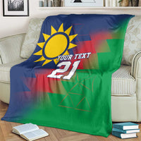 Namibia Cricket Custom Blanket Namibian Gold Sun Flag Motif - Wonder Print Shop