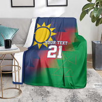 Namibia Cricket Custom Blanket Namibian Gold Sun Flag Motif - Wonder Print Shop