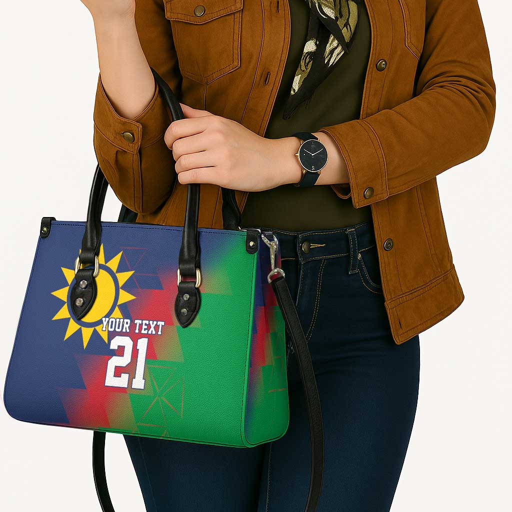 Namibia Cricket Custom Leather Bag Namibian Gold Sun Flag Motif - Wonder Print Shop
