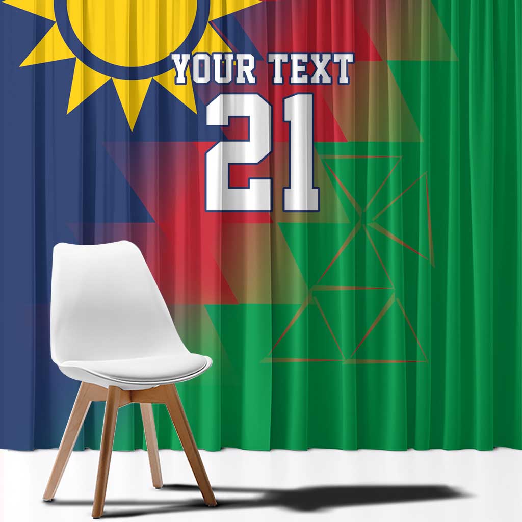 Namibia Cricket Custom Window Curtain Namibian Gold Sun Flag Motif - Wonder Print Shop