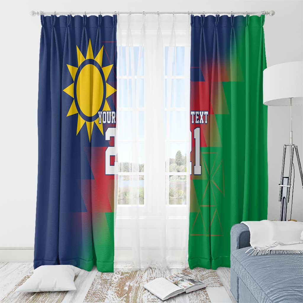 Namibia Cricket Custom Window Curtain Namibian Gold Sun Flag Motif - Wonder Print Shop