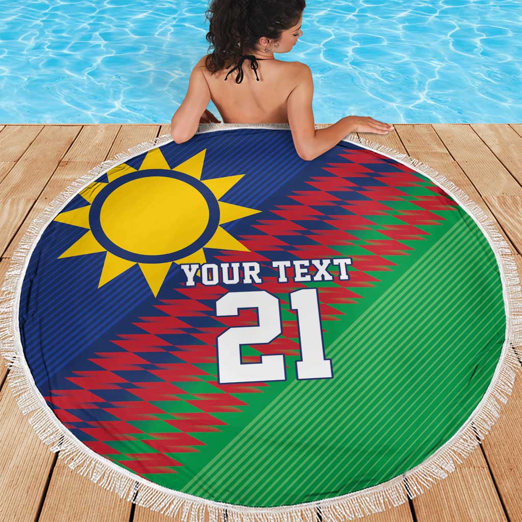 Namibia Cricket Custom Beach Blanket Namibian Sporty Pattern Flag Motif - Wonder Print Shop