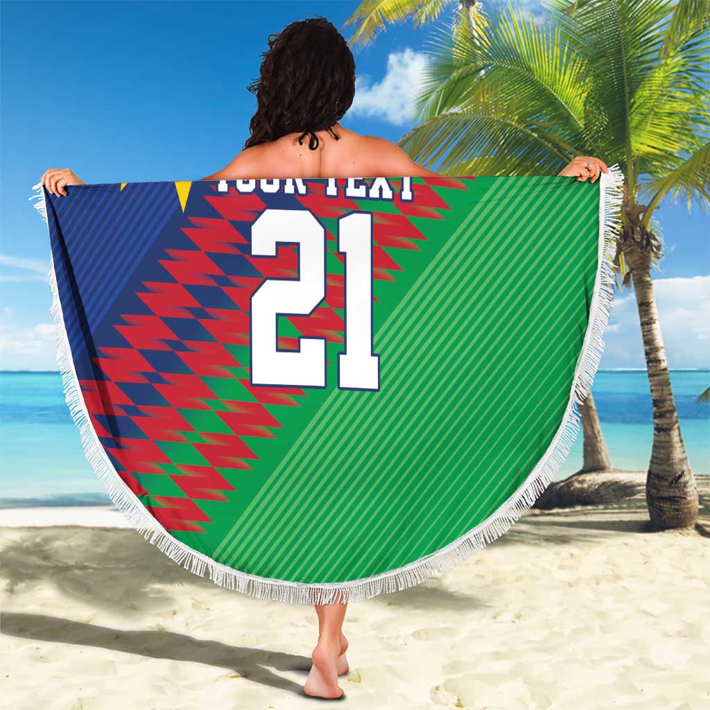 Namibia Cricket Custom Beach Blanket Namibian Sporty Pattern Flag Motif - Wonder Print Shop