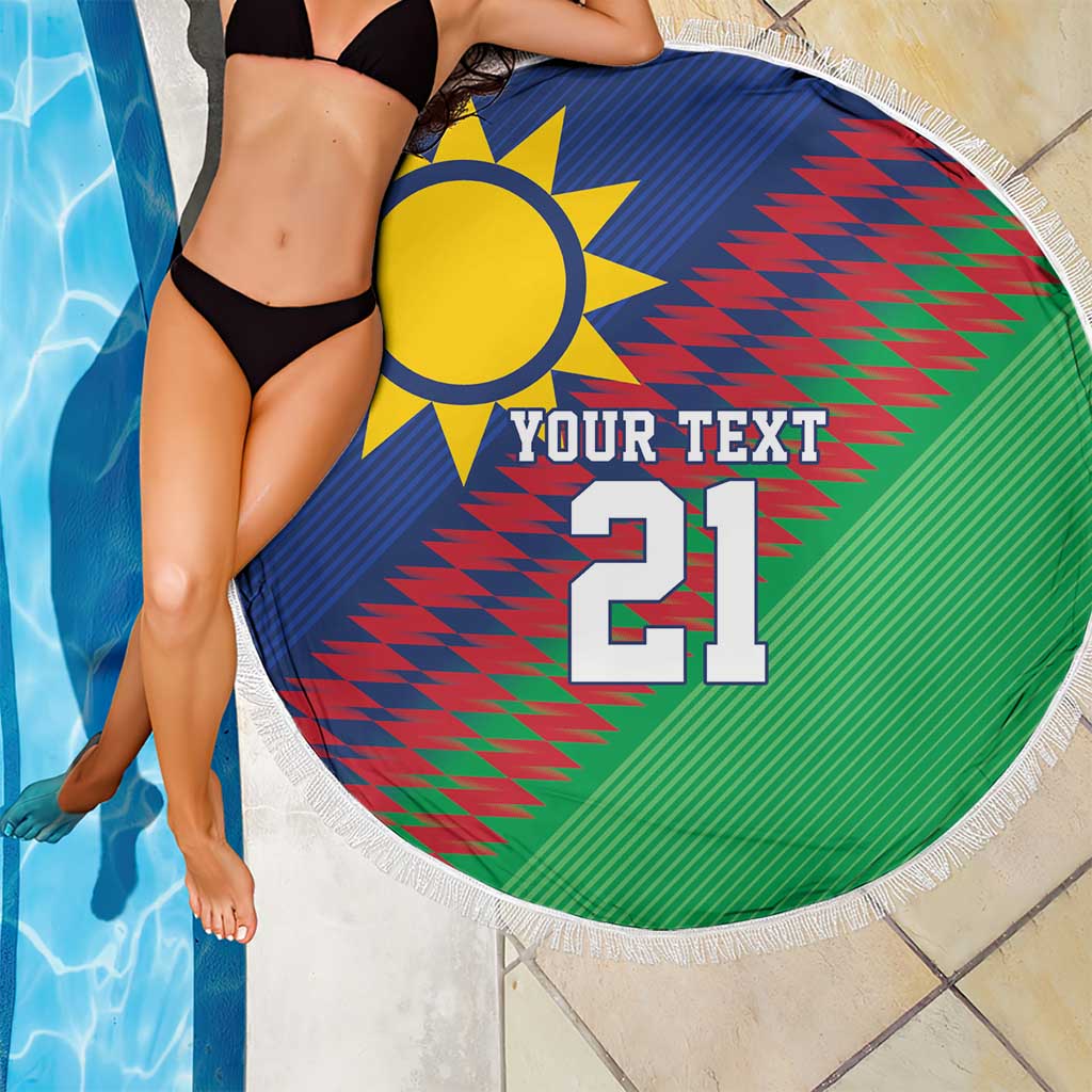 Namibia Cricket Custom Beach Blanket Namibian Sporty Pattern Flag Motif - Wonder Print Shop