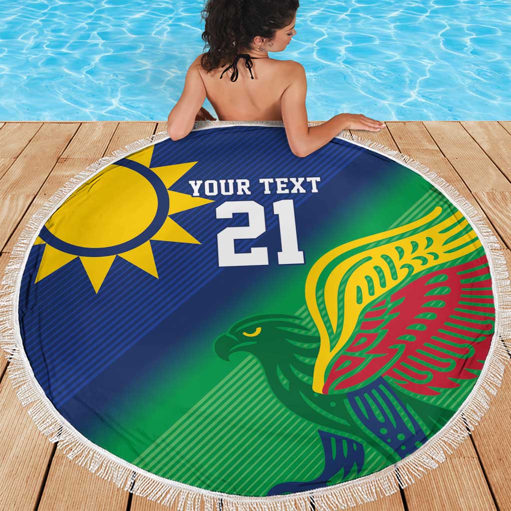 Namibia Rugby Custom Beach Blanket Welwitschias African Fish Eagle - Wonder Print Shop