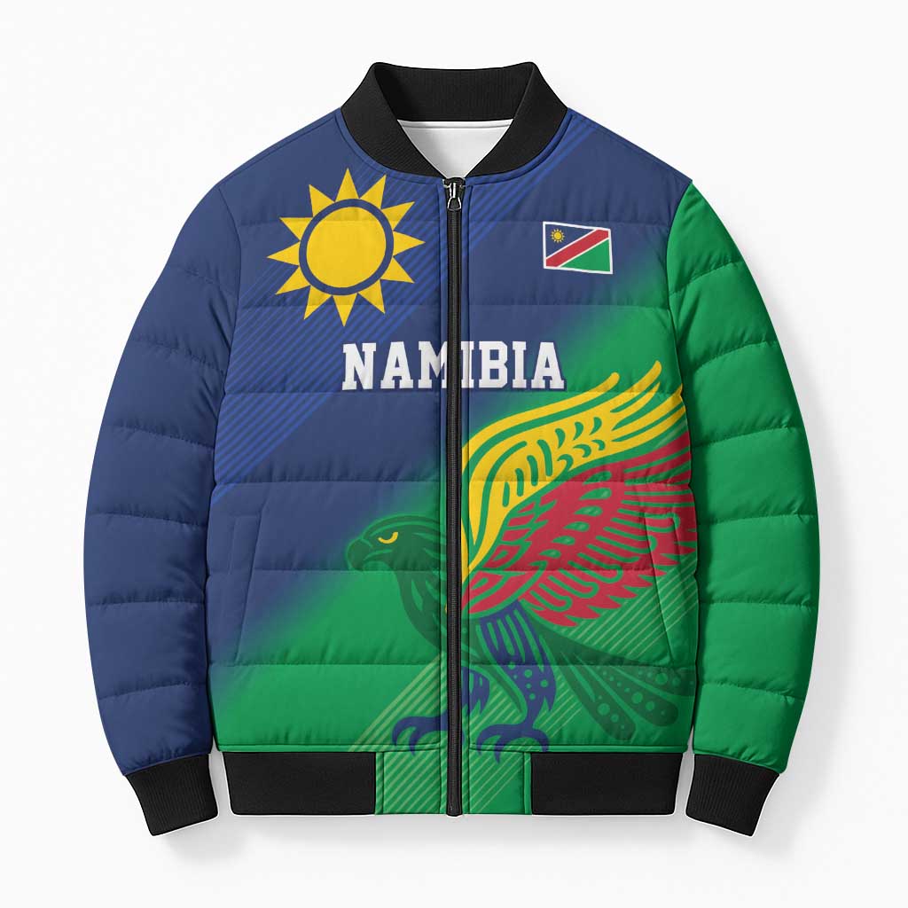 Namibia Rugby Custom Bomber Puffer Jacket Welwitschias African Fish Eagle - Wonder Print Shop