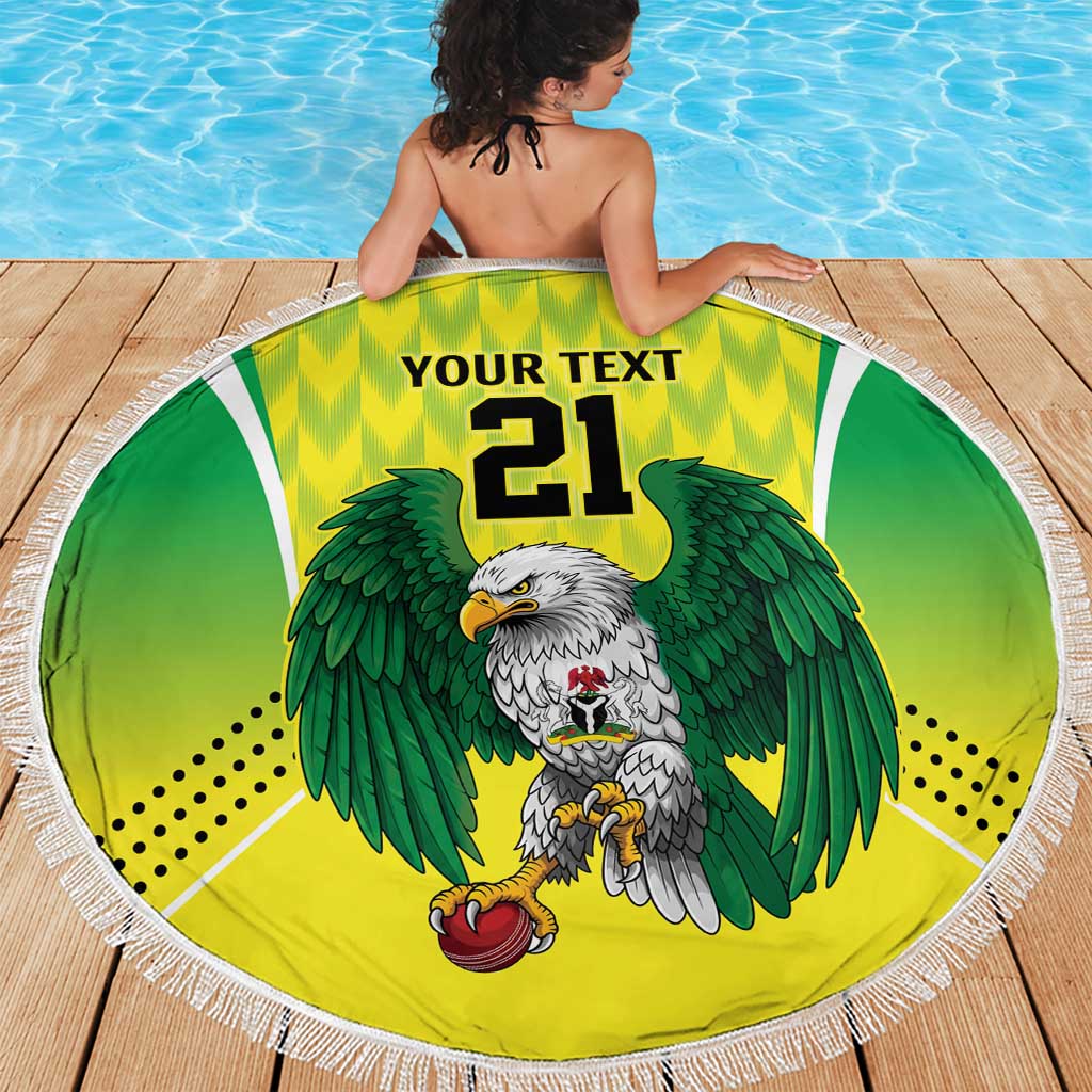 Nigeria Cricket Custom Beach Blanket Najeriya Yellow Greens Eagle - Wonder Print Shop