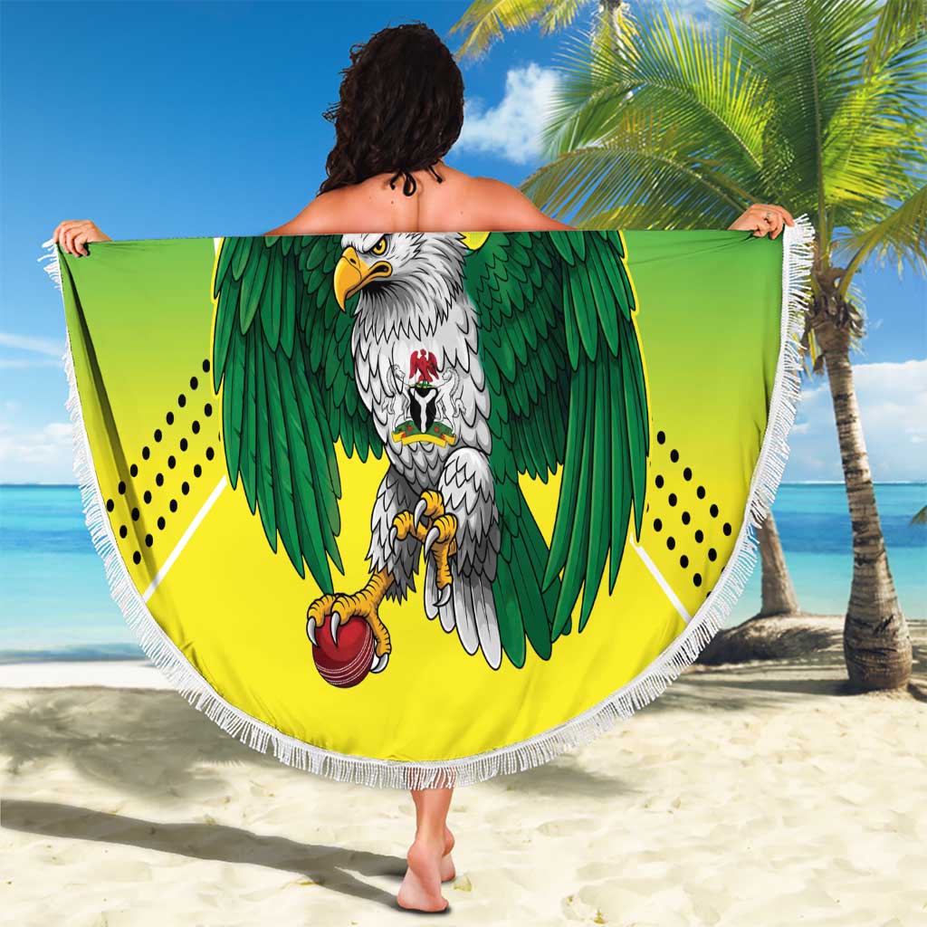 Nigeria Cricket Custom Beach Blanket Najeriya Yellow Greens Eagle - Wonder Print Shop