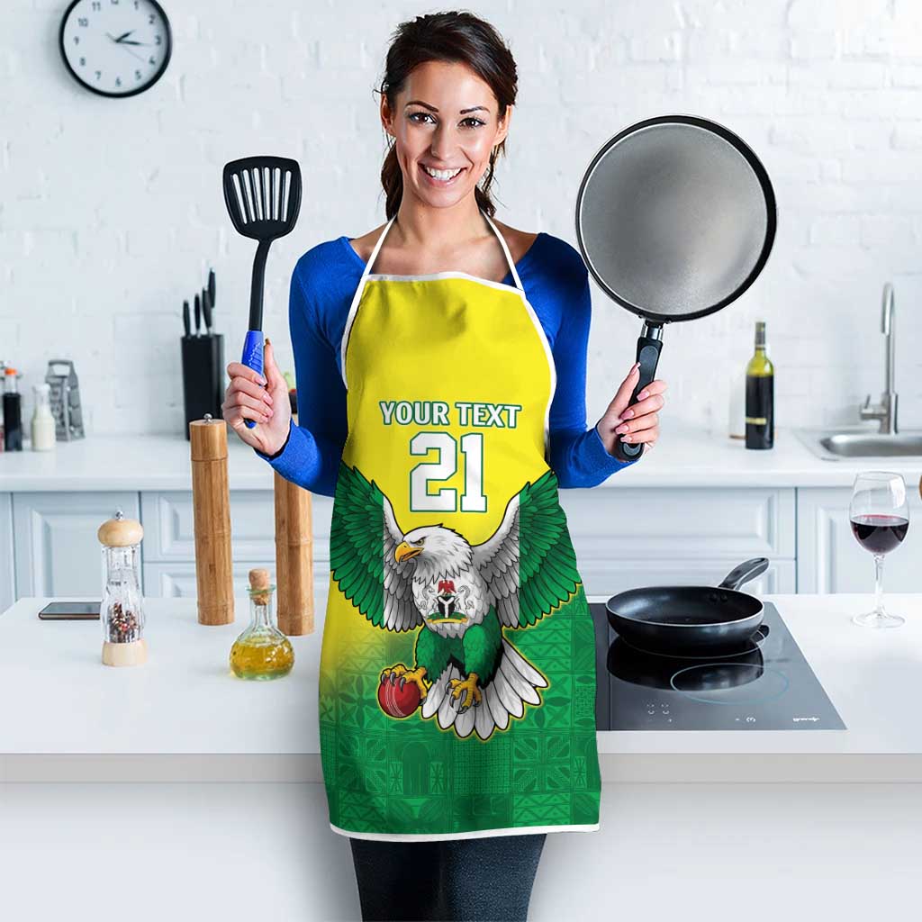 Nigeria Cricket Custom Apron Najeriya Angry Eagle Flag Motif - Wonder Print Shop