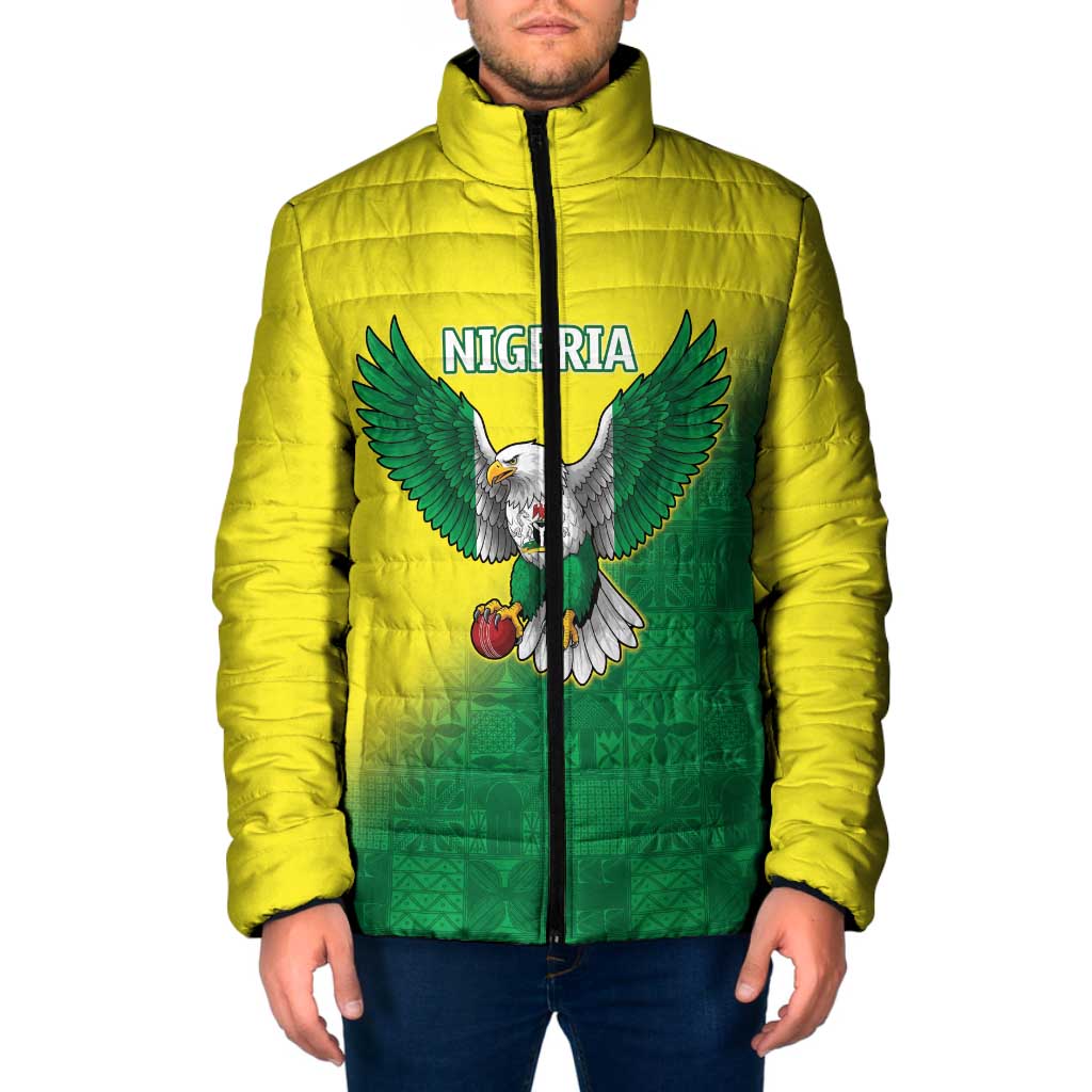 Nigeria Cricket Custom Padded Jacket Najeriya Angry Eagle Flag Motif - Wonder Print Shop