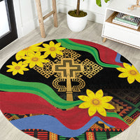 Eritrea Meskel Round Carpet Eritrean Tribal Meskel Daisy Flag Inspired