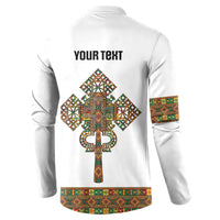 Ethiopian Enkutatash Personalized Button Sweatshirt Traditional Habesha Pattern
