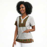 Ethiopian Enkutatash Personalized Scrub Top Traditional Habesha Pattern