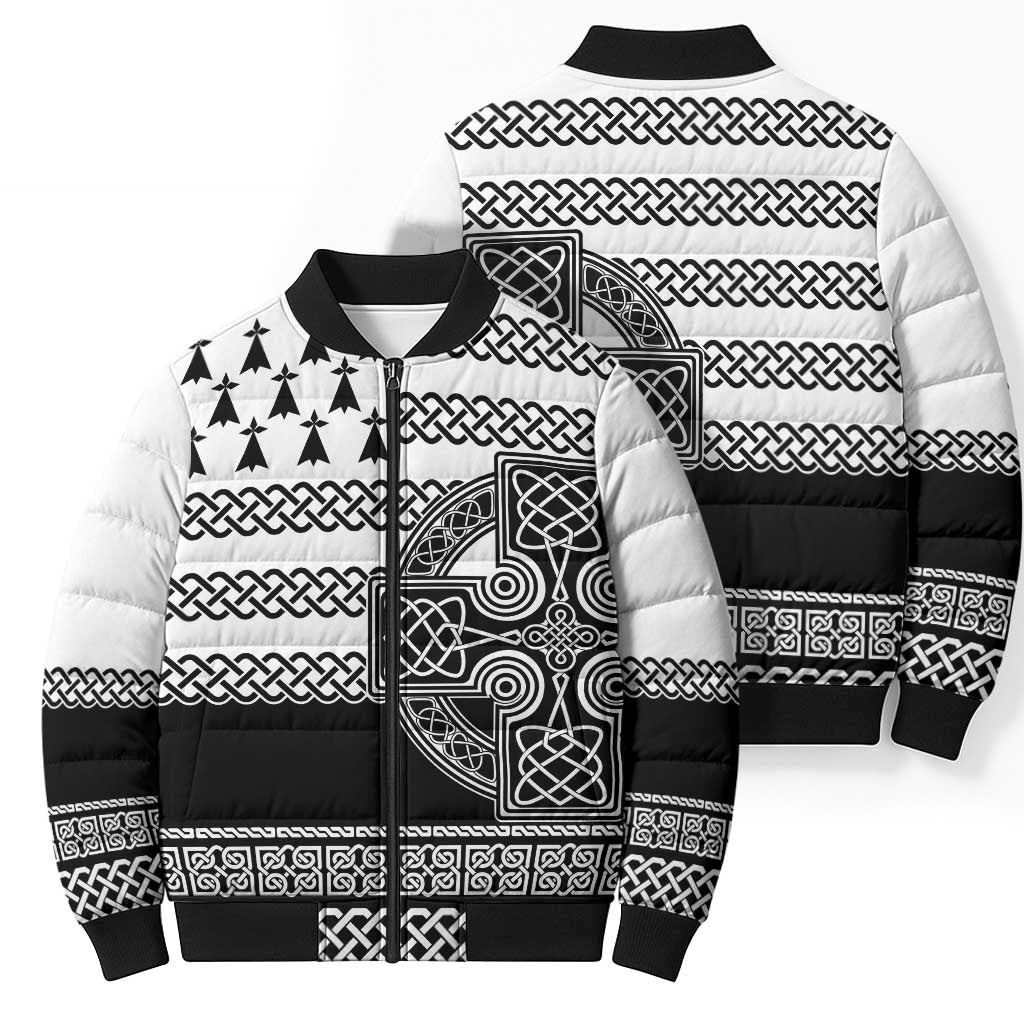 Brittany Celtic Knot Bomber Puffer Jacket Celtic Nation Heritage Pride - Wonder Print Shop